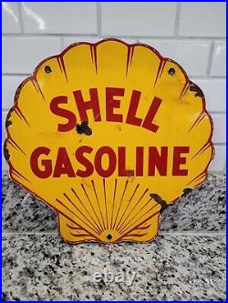 Vintage Shell Porcelain Sign Automobile Lube Motor Oil Gas Station Service Pump