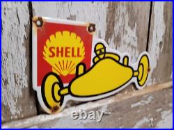 Vintage Shell Porcelain Sign Gasoline Motor Oil Race Car Gas Automobile Garage Vintage Shell Porcelain Sign Gasoline Motor Oil Race Car Gas Automobile Garage