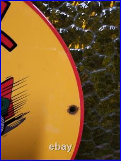 Vintage Shell Porcelain Sign Green Streak Race Car Motor Oil Gas Pump Plate 12