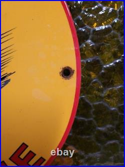 Vintage Shell Porcelain Sign Green Streak Race Car Motor Oil Gas Pump Plate 12