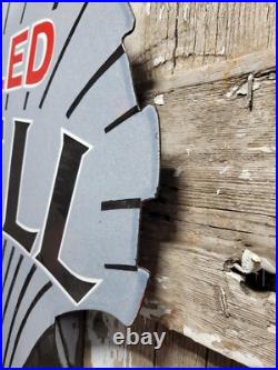 Vintage Shell Porcelain Sign Old 36 Diecut Gas Gasoline Motor Oil Sold Here USA
