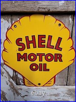 Vintage Shell Porcelain Sign Old Automobile Motor Oil Lubricant Service Station