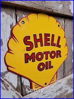 Vintage Shell Porcelain Sign Old Automobile Motor Oil Lubricant Service Station