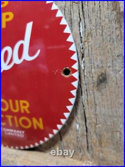 Vintage Shell Porcelain Sign Old Gas Pump Sealed Safety Plate Motor Oil 6 Sign