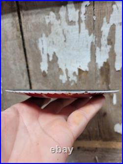 Vintage Shell Porcelain Sign Old Gas Pump Sealed Safety Plate Motor Oil 6 Sign