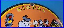 Vintage Signal Gasoline Porcelain Gas Motor Oil Service Pump Plate Sign