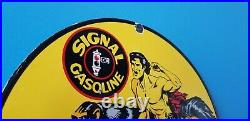 Vintage Signal Gasoline Porcelain Gas Motor Oil Tarzan Service Pump Plate Sign