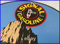 Vintage Signal Gasoline Porcelain Sign Gas Station Motor Oil Rare Pump Plate