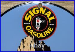 Vintage Signal Gasoline Porcelain Sign Gas Station Pump Motor Oil Service