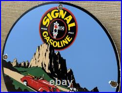 Vintage Signal Gasoline Porcelain Sign Gas Station Pump Motor Oil Service
