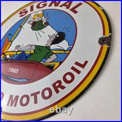 Vintage Signal Gasoline Sign Motor Oil Dennis the Menace Gas Service Pump Sign