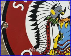 Vintage Silent Chief Gasoline Porcelain Gas Station Sign Motor Oil Pump Plate