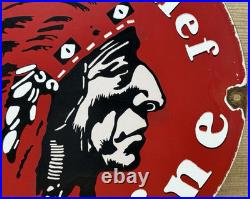 Vintage Silent Chief Gasoline Porcelain Gas Station Sign Motor Oil Pump Plate