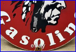 Vintage Silent Chief Gasoline Porcelain Gas Station Sign Motor Oil Pump Plate Vintage Silent Chief Gasoline Porcelain Gas Station Sign Motor Oil Pump Plate