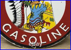 Vintage Silent Chief Gasoline Porcelain Gas Station Sign Motor Oil Pump Plate