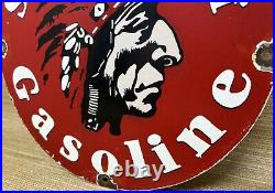 Vintage Silent Chief Gasoline Porcelain Gas Station Sign Motor Oil Pump Plate