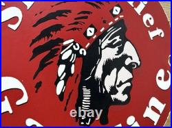 Vintage Silent Chief Gasoline Porcelain Gas Station Sign Motor Oil Pump Plate