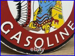 Vintage Silent Chief Gasoline Porcelain Gas Station Sign Motor Oil Pump Plate