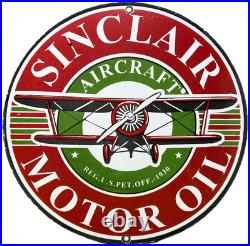 Vintage Sinclair Aircraft Porcelain Sign Gas Station Motor Oil Aircraft Lubester