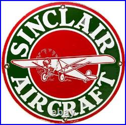 Vintage Sinclair Aircraft Porcelain Sign Gas Station Motor Oil Aircraft Lubester