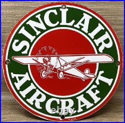 Vintage Sinclair Aircraft Porcelain Sign Gas Station Motor Oil Aircraft Lubester