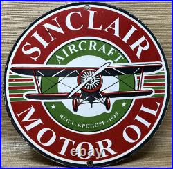 Vintage Sinclair Aircraft Porcelain Sign Gas Station Motor Oil Aircraft Lubester