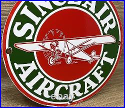 Vintage Sinclair Aircraft Porcelain Sign Gas Station Motor Oil Aircraft Lubester