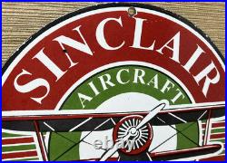 Vintage Sinclair Aircraft Porcelain Sign Gas Station Motor Oil Aircraft Lubester