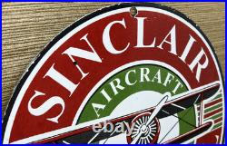 Vintage Sinclair Aircraft Porcelain Sign Gas Station Motor Oil Aircraft Lubester