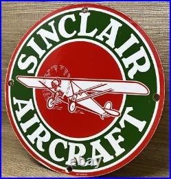 Vintage Sinclair Aircraft Porcelain Sign Gas Station Motor Oil Aircraft Lubester