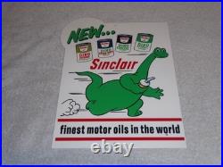 Vintage Sinclair Dino Dinosaur Motor Oil 12 Metal Service Station Gasoline Sign