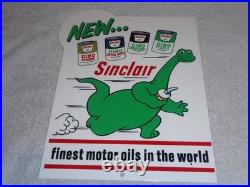 Vintage Sinclair Dino Dinosaur Motor Oil 12 Metal Service Station Gasoline Sign
