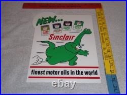 Vintage Sinclair Dino Dinosaur Motor Oil 12 Metal Service Station Gasoline Sign