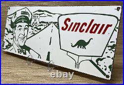 Vintage Sinclair Dino Gasoline Porcelain Sign Route 66 Gas Station Motor Oil