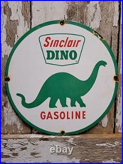 Vintage Sinclair Dino Porcelain Sign Motor Oil Gas Station Service Lubricants