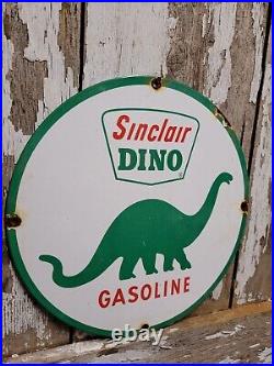 Vintage Sinclair Dino Porcelain Sign Motor Oil Gas Station Service Lubricants