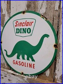 Vintage Sinclair Dino Porcelain Sign Motor Oil Gas Station Service Lubricants