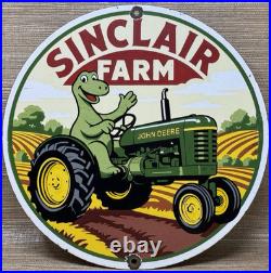 Vintage Sinclair Farm Porcelain Sign Dealership Gasoline Station Dino Motor Oil