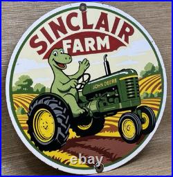 Vintage Sinclair Farm Porcelain Sign Dealership Gasoline Station Dino Motor Oil