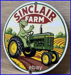 Vintage Sinclair Farm Porcelain Sign Dealership Gasoline Station Dino Motor Oil