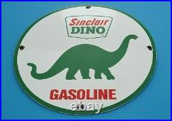 Vintage Sinclair Gasoline Porcelain Dino Motor Oil Service Station 11 3/4 Sign