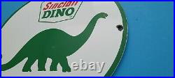 Vintage Sinclair Gasoline Porcelain Dino Motor Oil Service Station 11 3/4 Sign