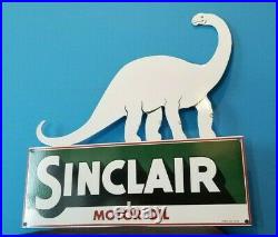Vintage Sinclair Gasoline Porcelain Gas Motor Oil Service Large Barn Diecut Sign