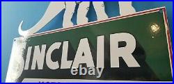 Vintage Sinclair Gasoline Porcelain Gas Motor Oil Service Large Barn Diecut Sign