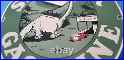 Vintage Sinclair Gasoline Porcelain Hc Motor Oil Service Dino Station Pump Sign
