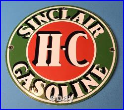 Vintage Sinclair Gasoline Porcelain Hc Motor Oil Service Station Pump Plate Sign