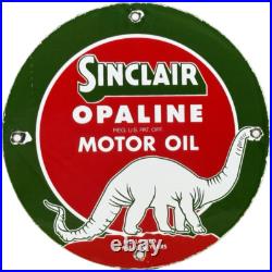 Vintage Sinclair Gasoline Porcelain Sign Dealership Gas Station Dino Motor Oil Vintage Sinclair Gasoline Porcelain Sign Dealership Gas Station Dino Motor Oil