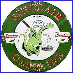 Vintage Sinclair Gasoline Porcelain Sign Dealership Gas Station Dino Motor Oil