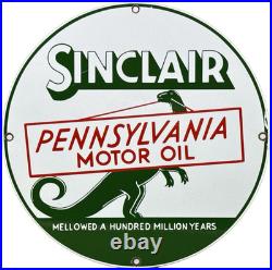 Vintage Sinclair Gasoline Porcelain Sign Dealership Gas Station Dino Motor Oil