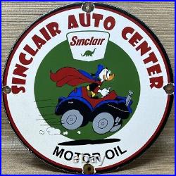 Vintage Sinclair Gasoline Porcelain Sign Dealership Gas Station Dino Motor Oil